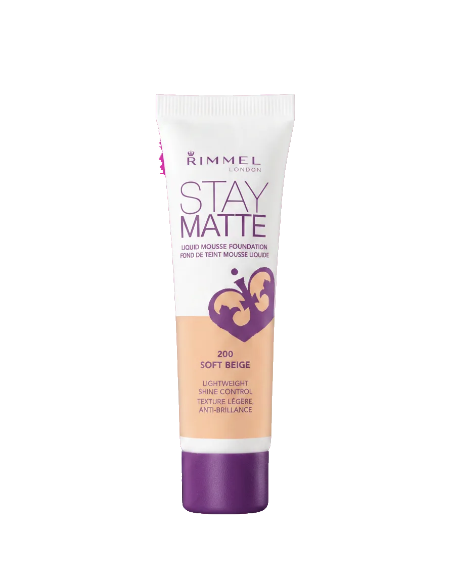 Rimmel Stay Matte Liquid Mousse Foundation 200 Soft Beige — cut-out png (transparent)
